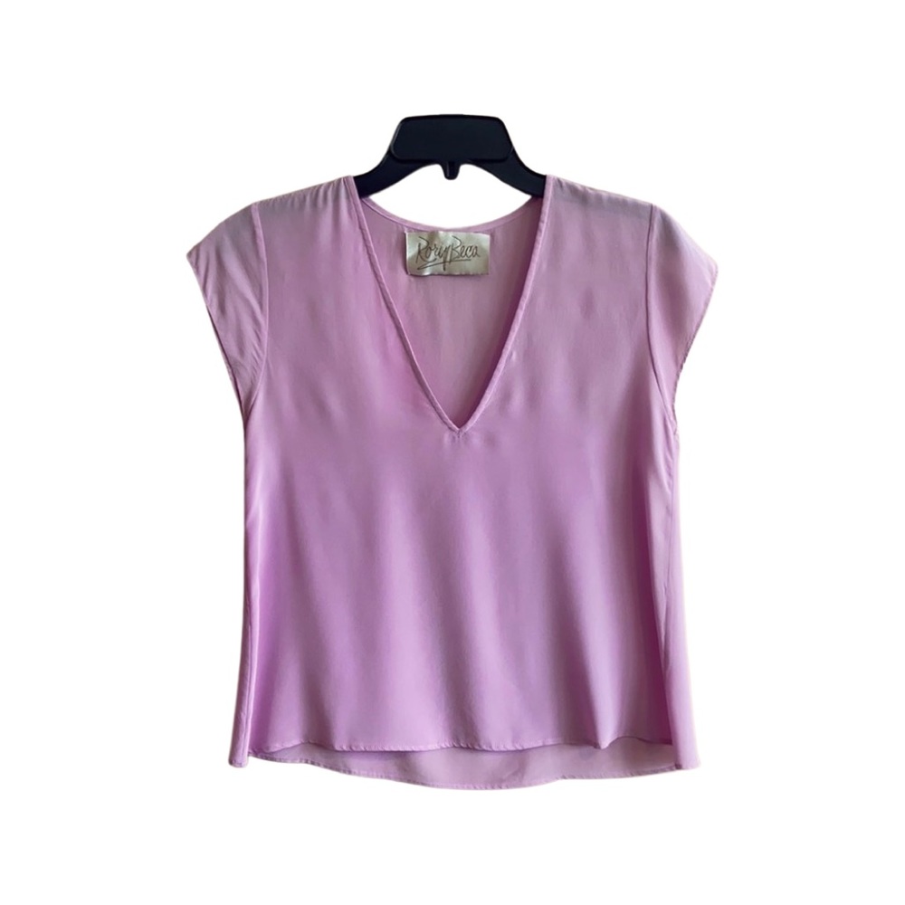 Rory Beca Silk Lavender Cap Sleeve Top